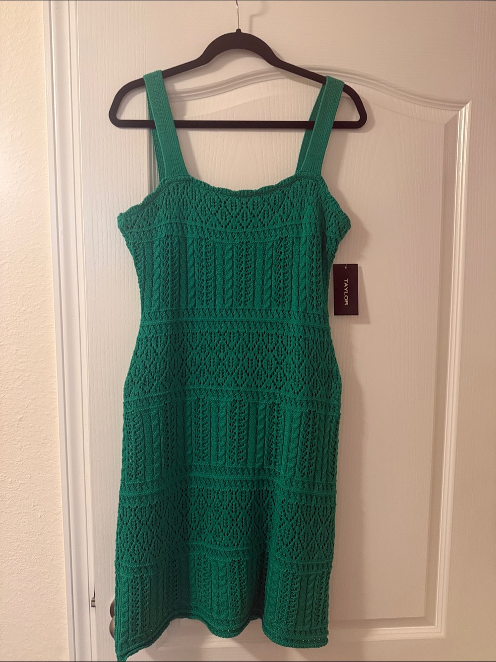 Taylor Emerald Green Crochet Midi Dress